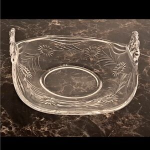 Hand Blown Fostoria Cynthia  with textured side pattern CurveEtched Serving Bowl